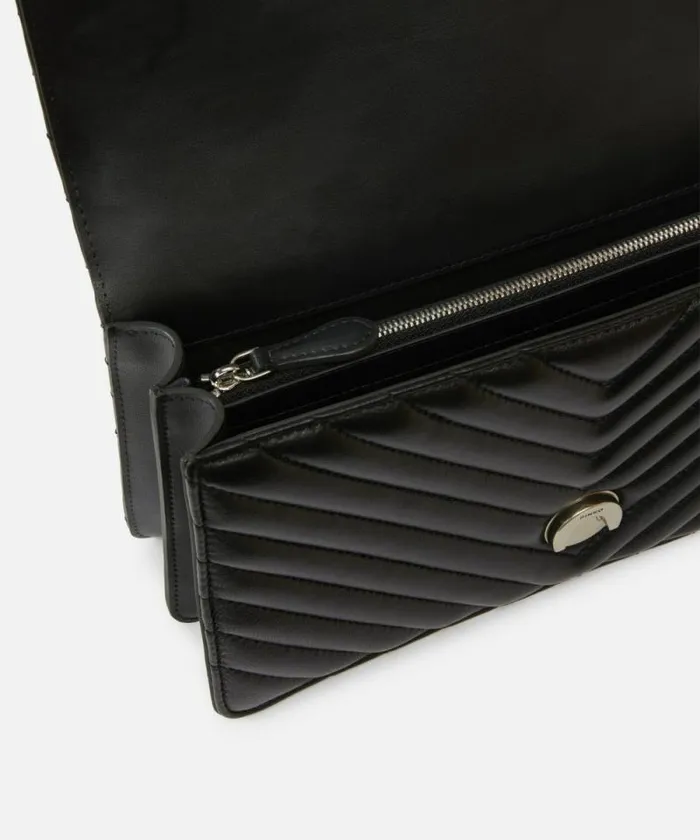 Women Crossbody Bags Pinko Classic LoveBag One Chevron Blackold Silver Women Crossbody Bags Pinko Classic LoveBag One Chevron Blackold Silver