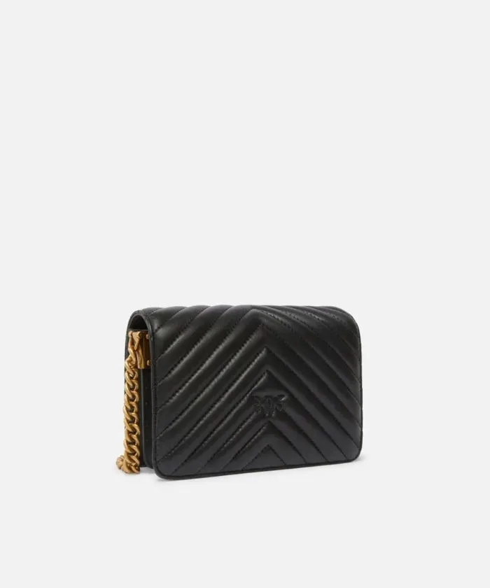 Women Crossbody Bags Pinko Mini Love Bag Click Chevron Blackantique Gold Women Crossbody Bags Pinko Mini Love Bag Click Chevron Blackantique Gold