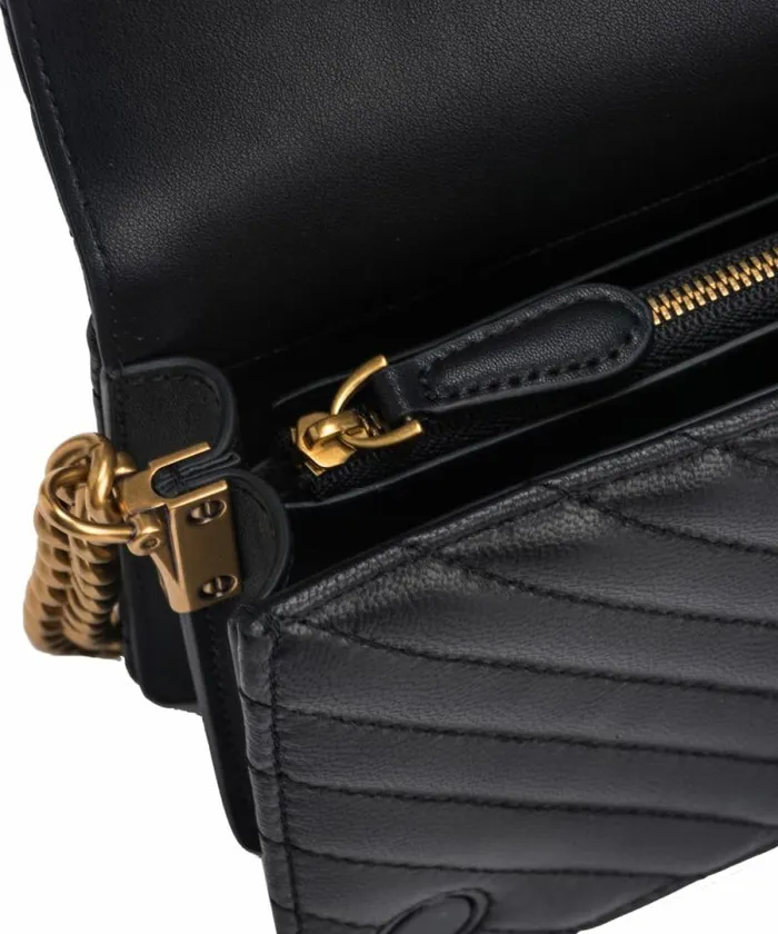 Women Crossbody Bags Pinko Mini Love Bag Click Chevron Blackantique Gold Women Crossbody Bags Pinko Mini Love Bag Click Chevron Blackantique Gold