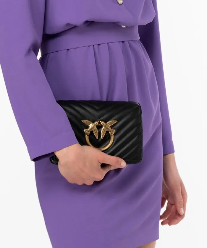 Women Crossbody Bags Pinko Mini Love Bag Click Chevron Blackantique Gold Women Crossbody Bags Pinko Mini Love Bag Click Chevron Blackantique Gold