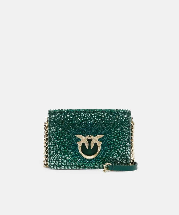 Women Crossbody Bags Pinko PINKO Galleria Fullrhinestone Mini Love Bag Click Dark Greenlightgold Women Crossbody Bags Pinko PINKO Galleria Fullrhinestone Mini Love Bag Click Dark Greenlightgold