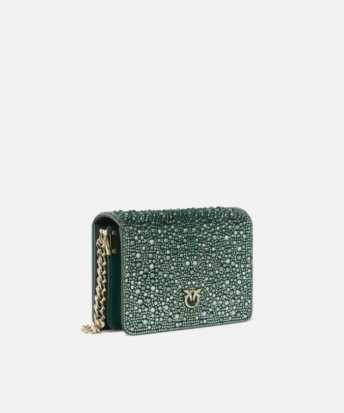 Women Crossbody Bags Pinko PINKO Galleria Fullrhinestone Mini Love Bag Click Dark Greenlightgold Women Crossbody Bags Pinko PINKO Galleria Fullrhinestone Mini Love Bag Click Dark Greenlightgold