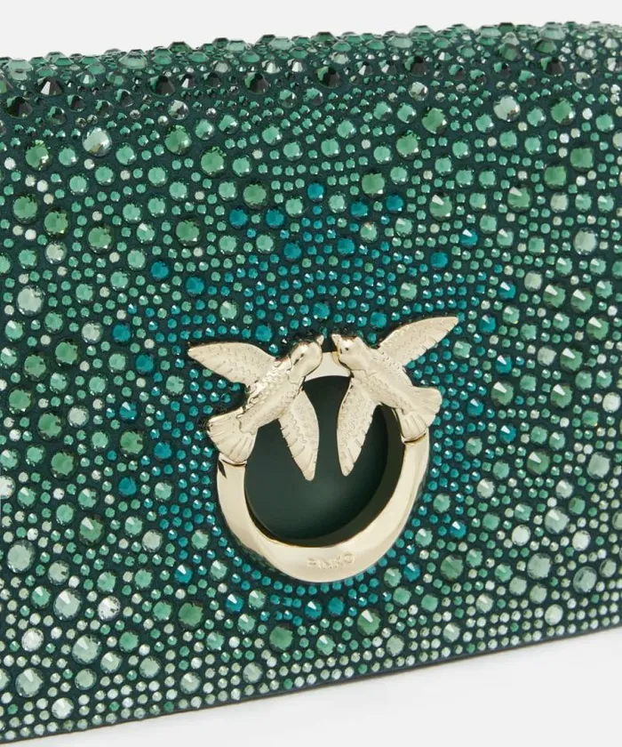 Women Crossbody Bags Pinko PINKO Galleria Fullrhinestone Mini Love Bag Click Dark Greenlightgold Women Crossbody Bags Pinko PINKO Galleria Fullrhinestone Mini Love Bag Click Dark Greenlightgold