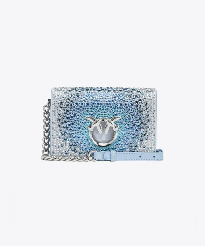 Women Crossbody Bags Pinko PINKO Galleria Fullrhinestone Mini Love Bag Click Light Sky Blueshiny Nickel Women Crossbody Bags Pinko PINKO Galleria Fullrhinestone Mini Love Bag Click Light Sky Blueshiny Nickel