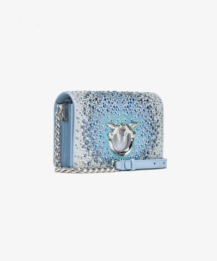 Women Crossbody Bags Pinko PINKO Galleria Fullrhinestone Mini Love Bag Click Light Sky Blueshiny Nickel Women Crossbody Bags Pinko PINKO Galleria Fullrhinestone Mini Love Bag Click Light Sky Blueshiny Nickel
