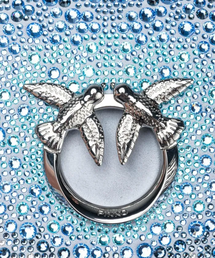 Women Crossbody Bags Pinko PINKO Galleria Fullrhinestone Mini Love Bag Click Light Sky Blueshiny Nickel Women Crossbody Bags Pinko PINKO Galleria Fullrhinestone Mini Love Bag Click Light Sky Blueshiny Nickel