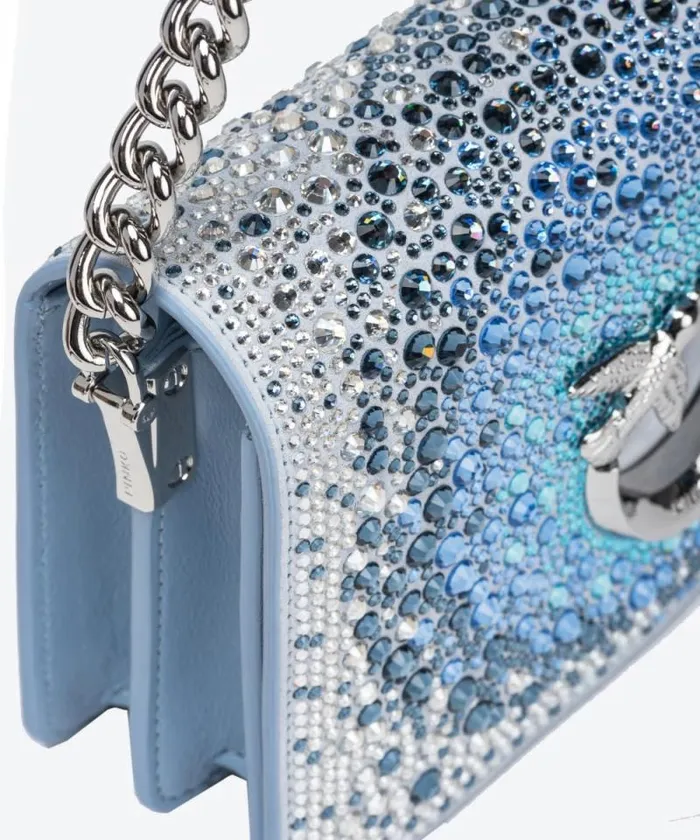 Women Crossbody Bags Pinko PINKO Galleria Fullrhinestone Mini Love Bag Click Light Sky Blueshiny Nickel Women Crossbody Bags Pinko PINKO Galleria Fullrhinestone Mini Love Bag Click Light Sky Blueshiny Nickel