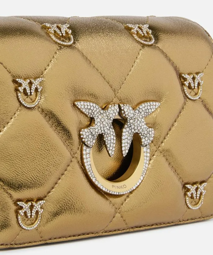 Women Crossbody Bags Pinko PINKO Galleria Golden Quilted Love Bag With Bird Detailing Bronzebronze Women Crossbody Bags Pinko PINKO Galleria Golden Quilted Love Bag With Bird Detailing Bronzebronze