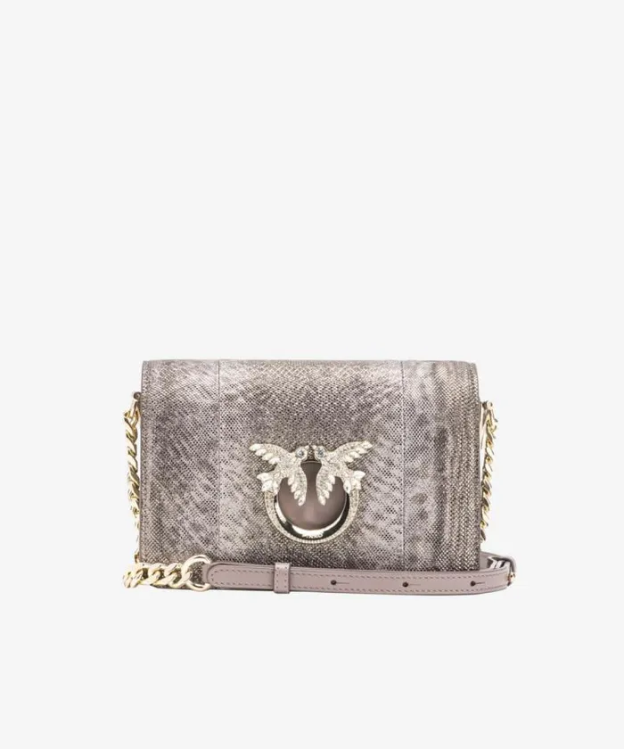 Women Crossbody Bags Pinko PINKO Galleria Mini Click Crossbody Bag In Glittery Reptile Leather Beige 8211 Ironlightgold Women Crossbody Bags Pinko PINKO Galleria Mini Click Crossbody Bag In Glittery Reptile Leather Beige 8211 Ironlightgold