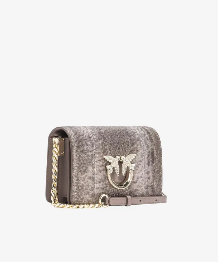 Women Crossbody Bags Pinko PINKO Galleria Mini Click Crossbody Bag In Glittery Reptile Leather Beige 8211 Ironlightgold Women Crossbody Bags Pinko PINKO Galleria Mini Click Crossbody Bag In Glittery Reptile Leather Beige 8211 Ironlightgold