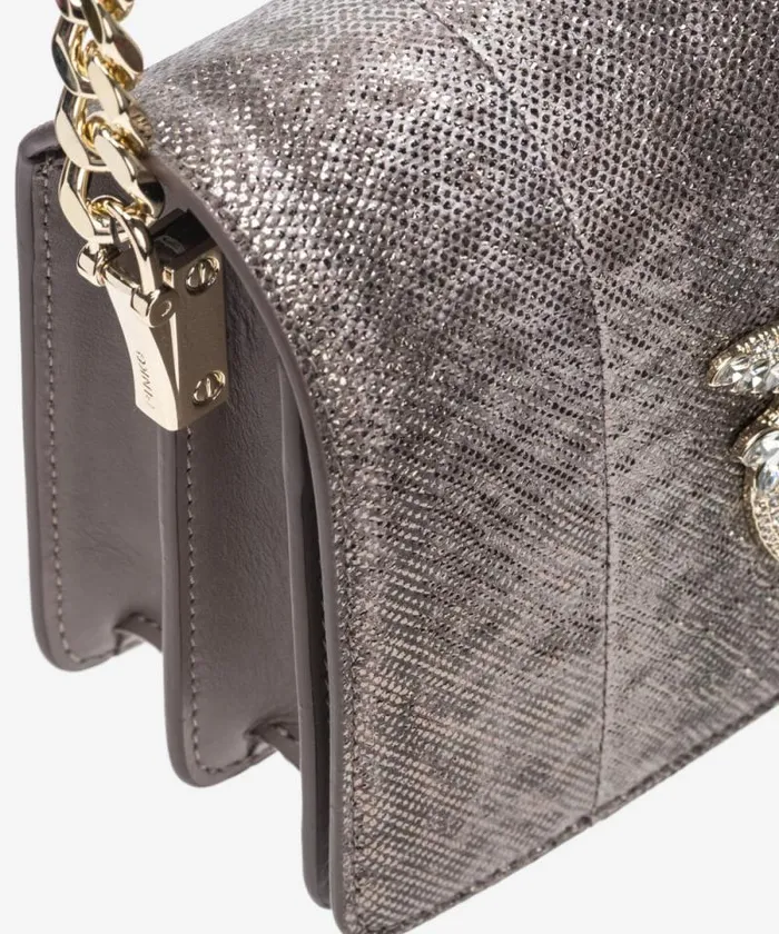 Women Crossbody Bags Pinko PINKO Galleria Mini Click Crossbody Bag In Glittery Reptile Leather Beige 8211 Ironlightgold Women Crossbody Bags Pinko PINKO Galleria Mini Click Crossbody Bag In Glittery Reptile Leather Beige 8211 Ironlightgold