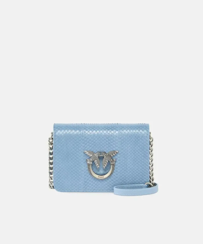 Women Crossbody Bags Pinko PINKO Galleria Mini Love Bag Crossbody Bag In Shiny Reptile Skin Dusty Blueold Silver Women Crossbody Bags Pinko PINKO Galleria Mini Love Bag Crossbody Bag In Shiny Reptile Skin Dusty Blueold Silver