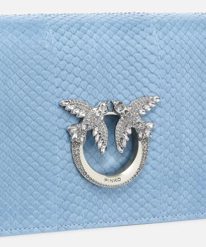 Women Crossbody Bags Pinko PINKO Galleria Mini Love Bag Crossbody Bag In Shiny Reptile Skin Dusty Blueold Silver Women Crossbody Bags Pinko PINKO Galleria Mini Love Bag Crossbody Bag In Shiny Reptile Skin Dusty Blueold Silver