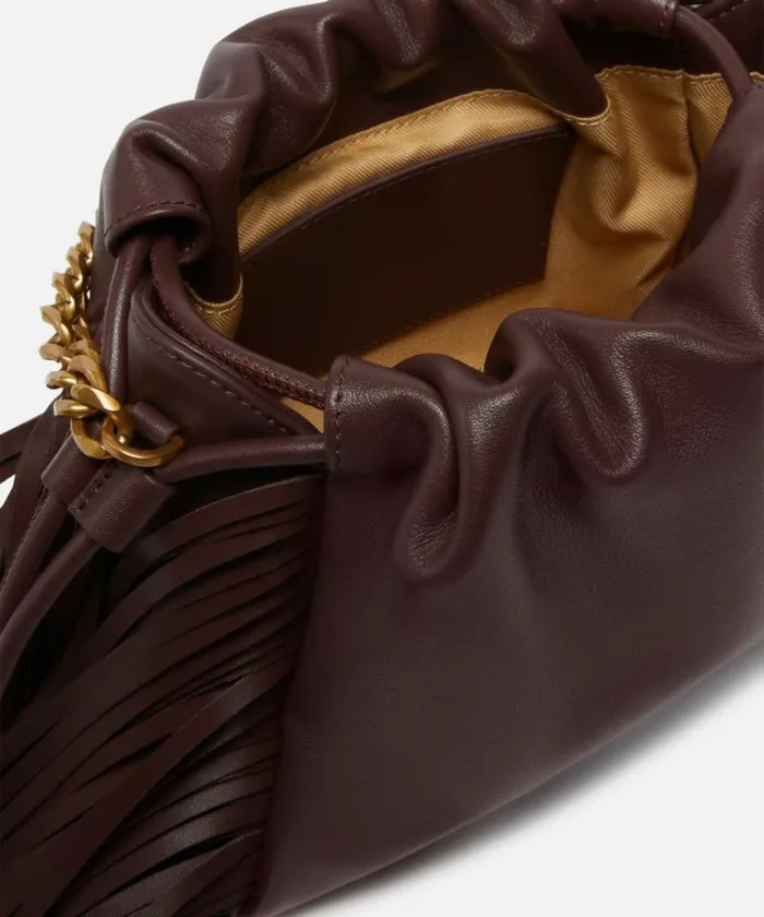 Women Crossbody Bags Pinko Soft Leather Bag With Fringes Choc Bitterantiquegold Women Crossbody Bags Pinko Soft Leather Bag With Fringes Choc Bitterantiquegold