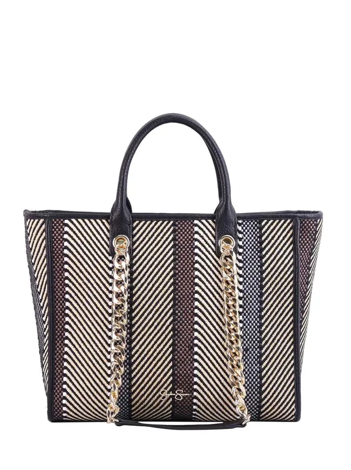 Women Crossbody Jessica Simpson Dani Tote In Black Natural Straw