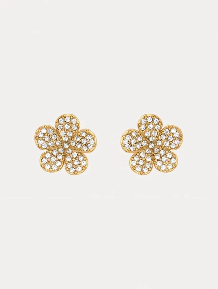 Women Crystal Flower Stud Earrings Crystal Oscar De La Renta Earrings
