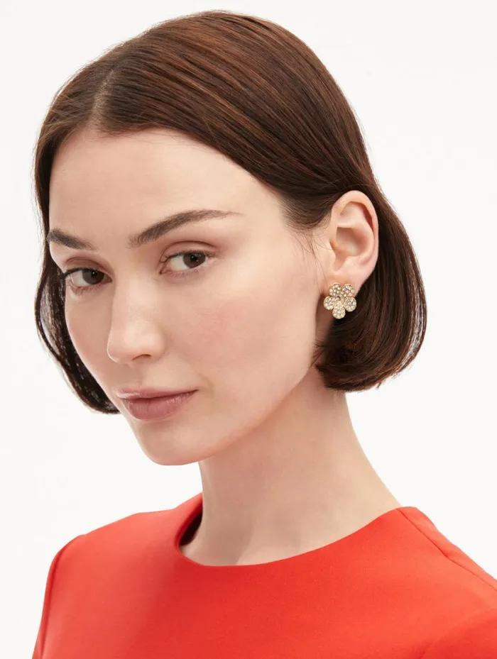 Women Crystal Flower Stud Earrings Crystal Oscar De La Renta Earrings Women Crystal Flower Stud Earrings Crystal Oscar De La Renta Earrings