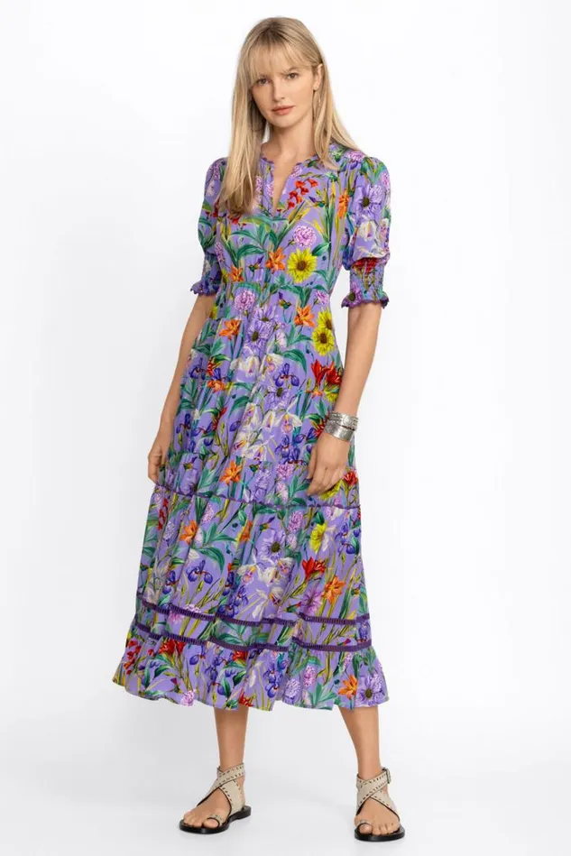 Women DAPHNE SILK MAXI DRESS Daphne Purple Johnny Was Dresses