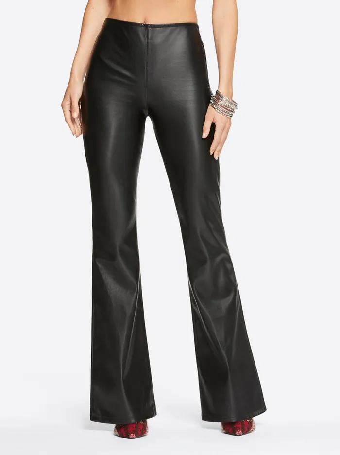 Women Denim Jessica Simpson Pull On Flare In Black Faux Leather