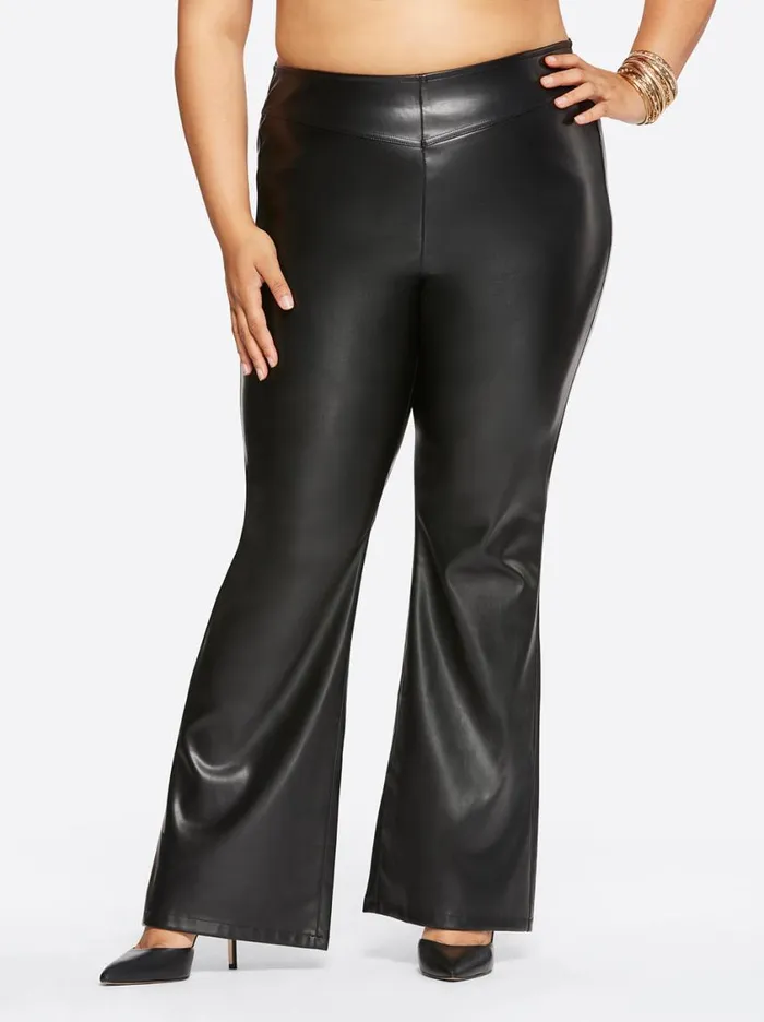 Women Denim Jessica Simpson Pull On Flare In Black Faux Leather