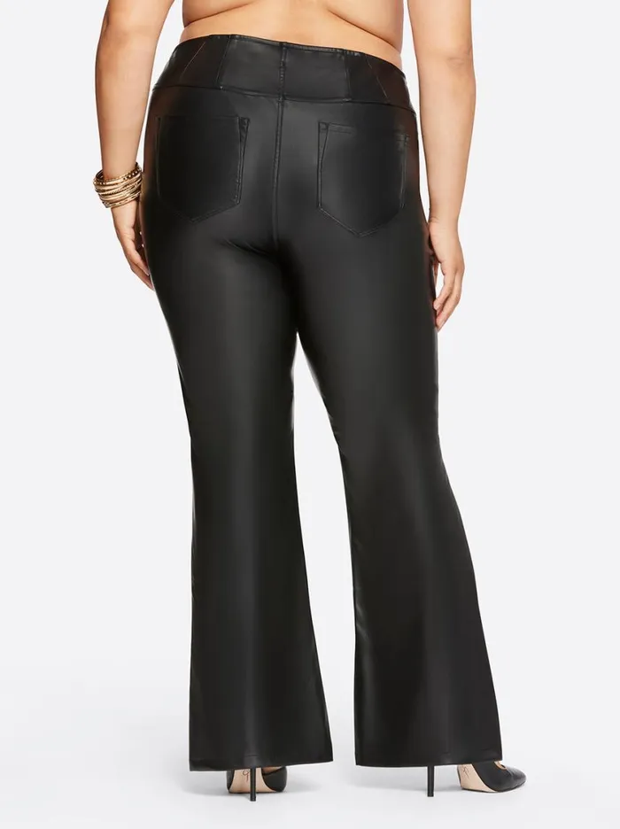 Women Denim Jessica Simpson Pull On Flare In Black Faux Leather