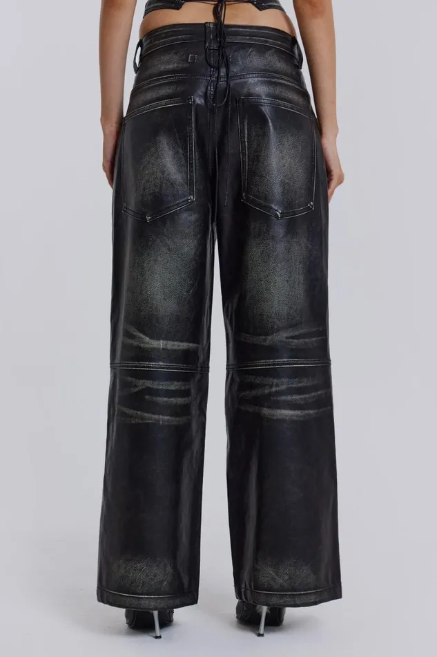 Women Distressed Vegan Leather Colossus Fit Trousers Jaded London CoOrds