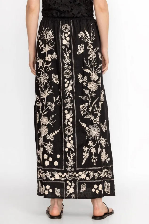 Women DOMINGO HIGH SLIT LINEN SKIRT Black Johnny Was Bottoms Women DOMINGO HIGH SLIT LINEN SKIRT Black Johnny Was Bottoms