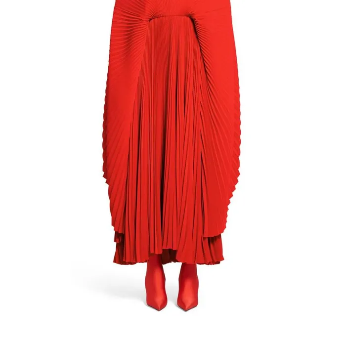 Women Dresses and Skirts Balenciaga Pleated Drape Dress In Red