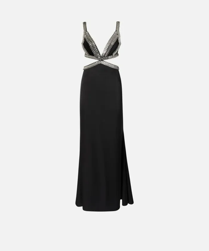 Women Dresses Pinko Elegant Long Dress With Metallic Embroidery Limo Black Women Dresses Pinko Elegant Long Dress With Metallic Embroidery Limo Black