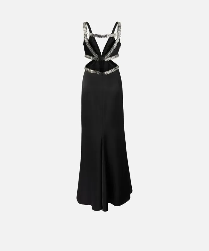Women Dresses Pinko Elegant Long Dress With Metallic Embroidery Limo Black Women Dresses Pinko Elegant Long Dress With Metallic Embroidery Limo Black