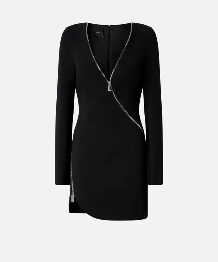 Women Dresses Pinko Mini Dress With Metal Zip Limo Black Women Dresses Pinko Mini Dress With Metal Zip Limo Black