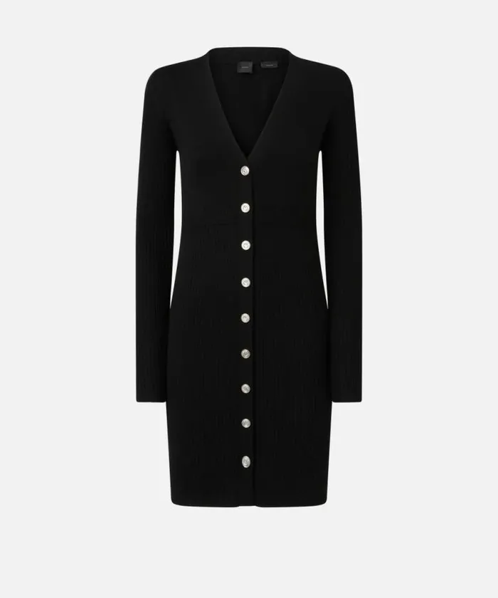 Women Dresses Pinko Ribbed Wool Mini Dress Limo Black Women Dresses Pinko Ribbed Wool Mini Dress Limo Black