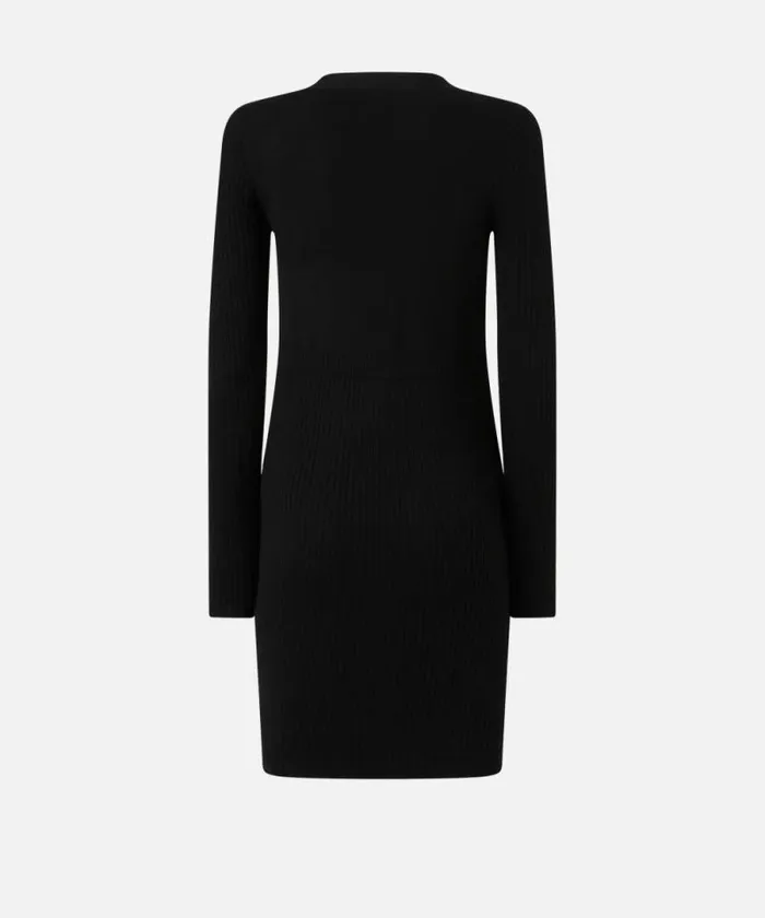 Women Dresses Pinko Ribbed Wool Mini Dress Limo Black Women Dresses Pinko Ribbed Wool Mini Dress Limo Black