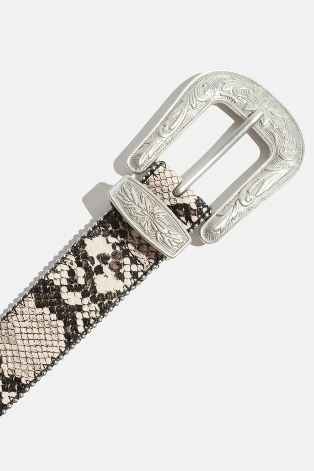Women Dynamite Belts Dotted Western PinBuckle Belt Gray