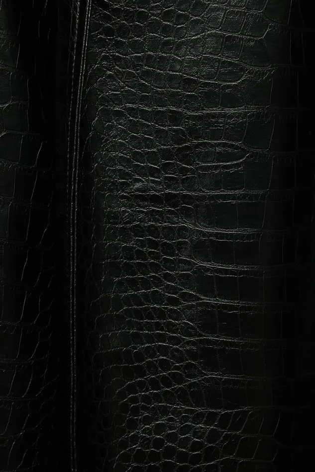 Women Dynamite Coats and Jackets Crocodile Faux Leather Military Trench Coat Black