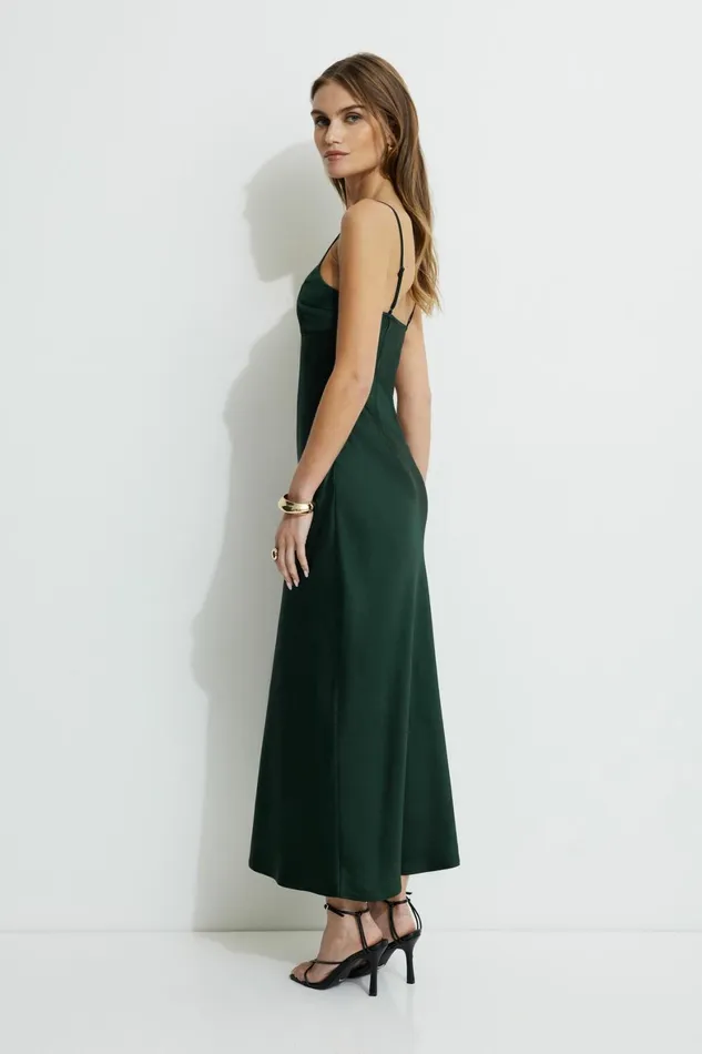 Women Dynamite Dresses and Jumpsuits Amira Satin Maxi Slip Dress Green