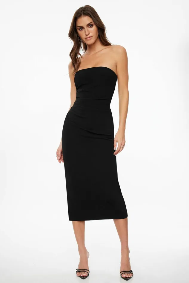 Women Dynamite Dresses and Jumpsuits Matilda Midi Tube Dress Black