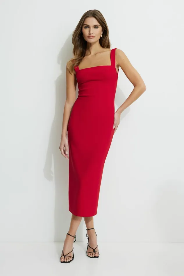Women Dynamite Dresses and Jumpsuits Open Back Midi Dress Red