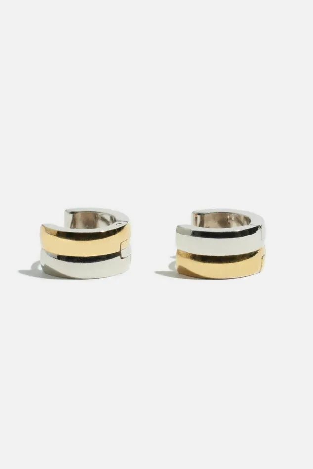 Women Dynamite Earrings 2Tone Huggie Earrings Pink