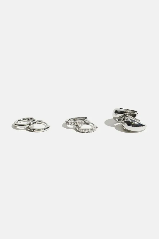 Women Dynamite Earrings 3Pack Delicate Linear Hoop Earrings Gray