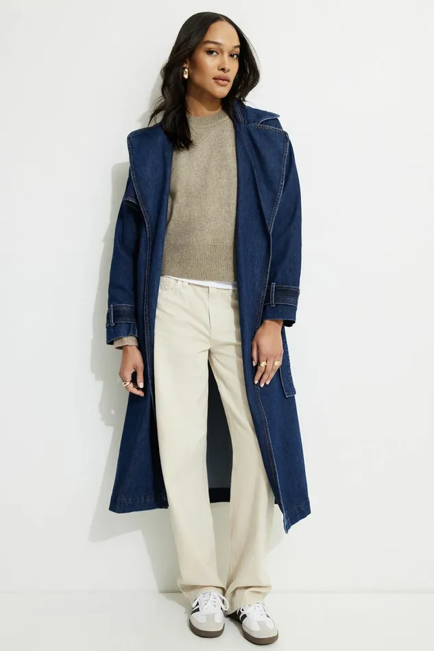 Women Dynamite Jeans and Denim Denim Trench Coat Blue