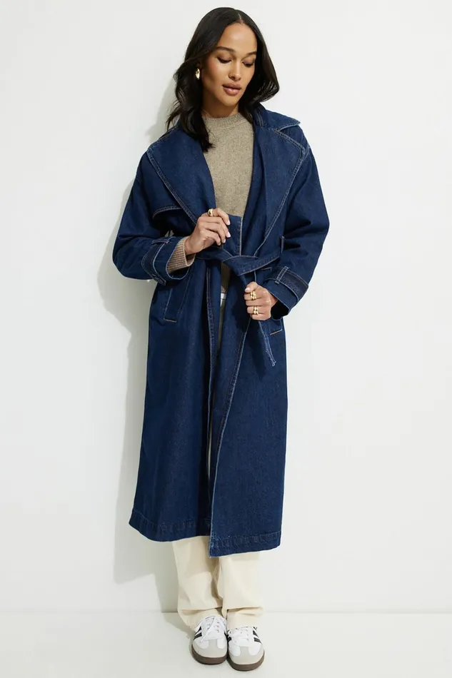 Women Dynamite Jeans and Denim Denim Trench Coat Blue