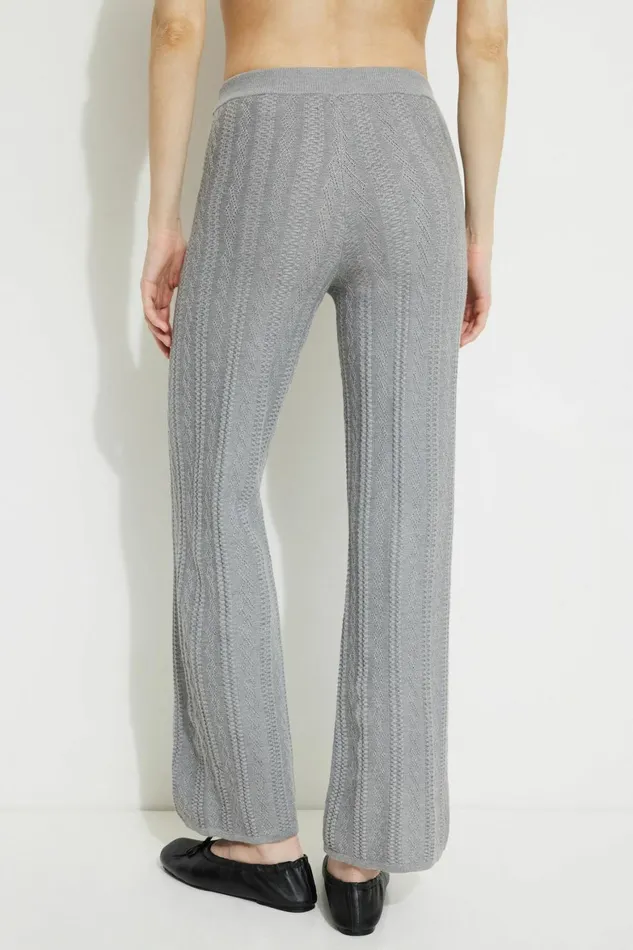 Women Dynamite Pants Cable Knit Flared Pants Gray