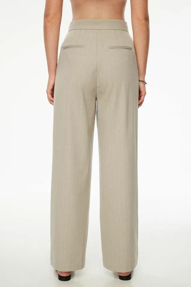 Women Dynamite Pants Pleated Pinstripe Wide Leg Pants Gray