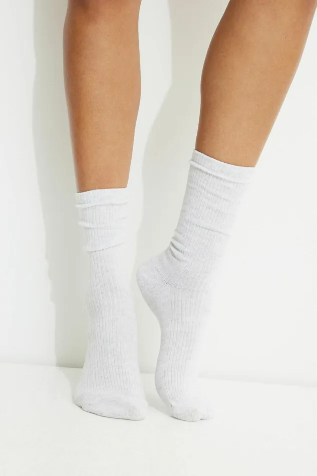 Women Dynamite Socks and Tights 3Pack Ribbed Crew Socks White