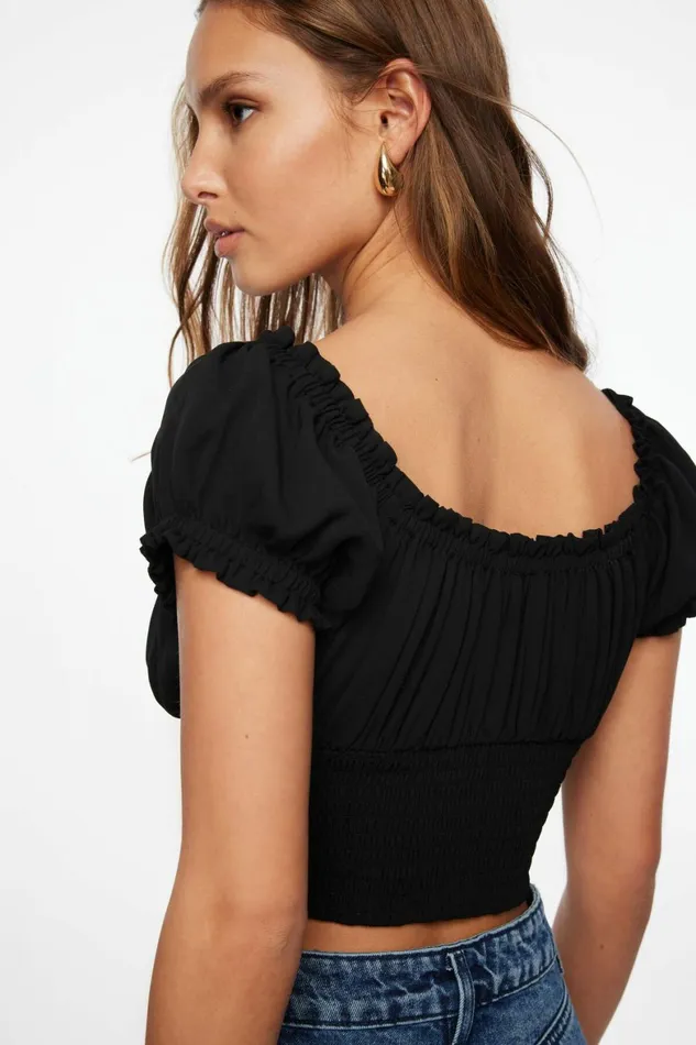 Women Dynamite Tops Delphine Smocked Top Black