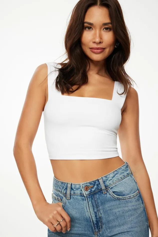 Women Dynamite Tops Lota Sculpt Tank Top White