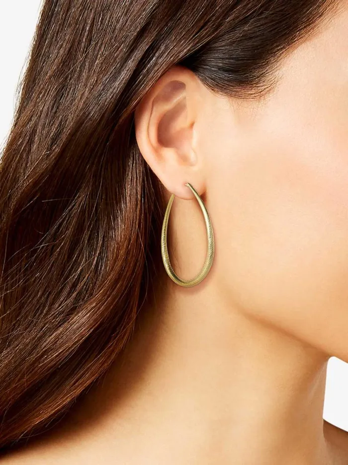 Women Earrings Jessica Simpson Oval Textured Hoop Earrings In Gold