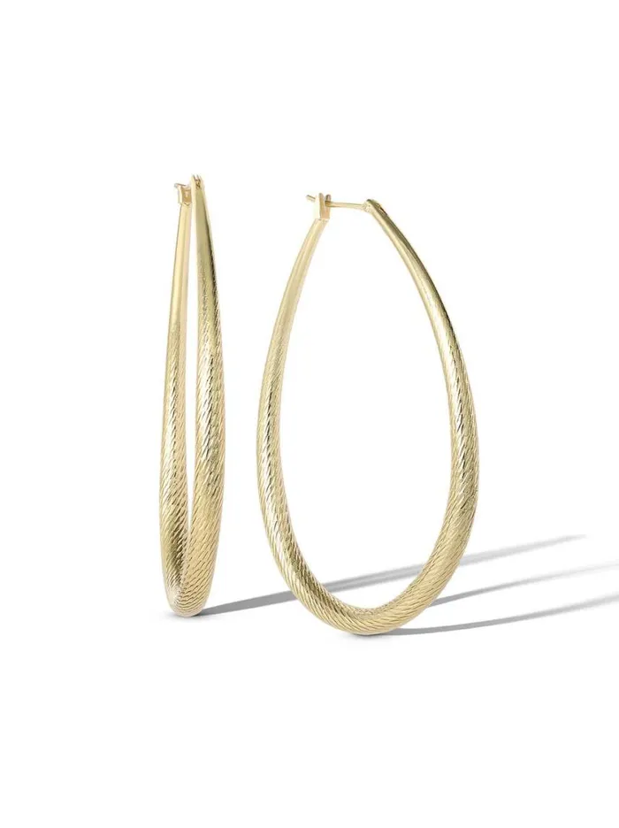 Women Earrings Jessica Simpson Oval Textured Hoop Earrings In Gold