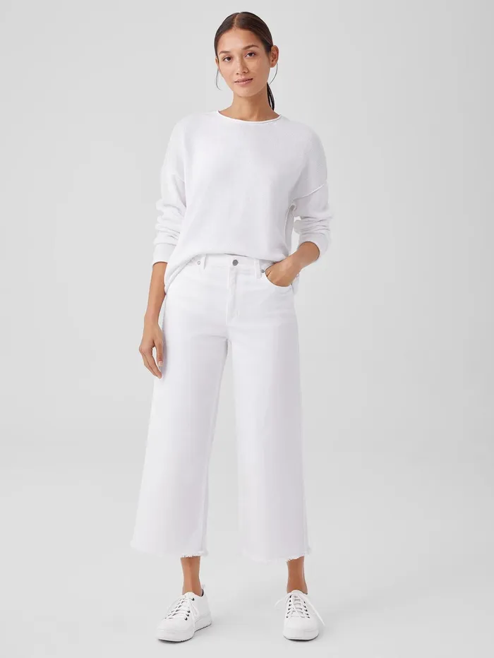 Women Eileen Fisher Denim Organic Cotton Denim WideLeg Jean White